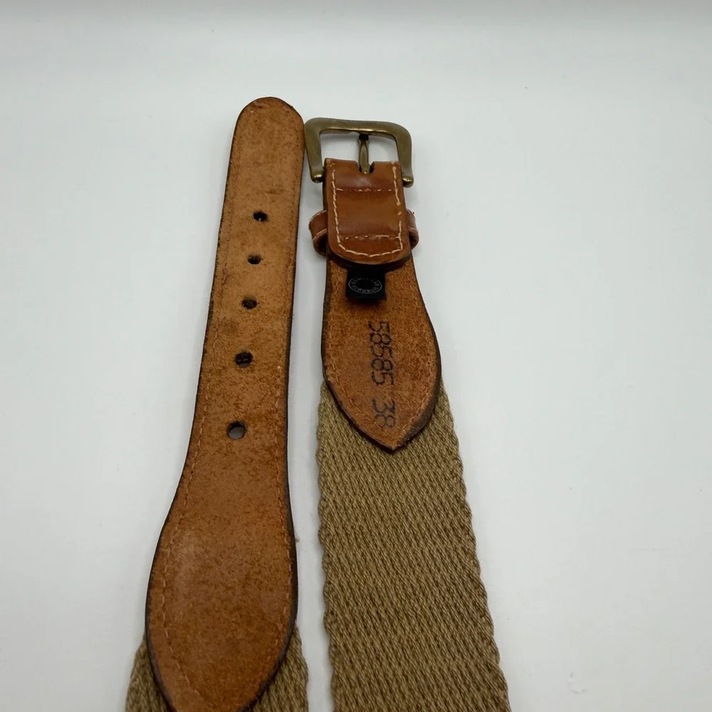 Dominican Republic Mens 36/38 Multi Color Woven‎ Canvas Leather Belt Geometric